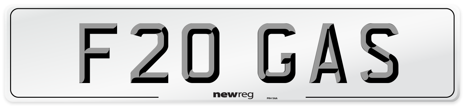 F20 GAS Number Plate from New Reg